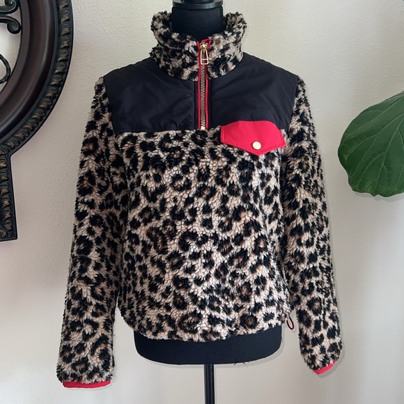 VERONICA BEARD Jeans Women’s Kylan Animal Print Sherpa Pullover Leopard Medium - Picture 5 of 16